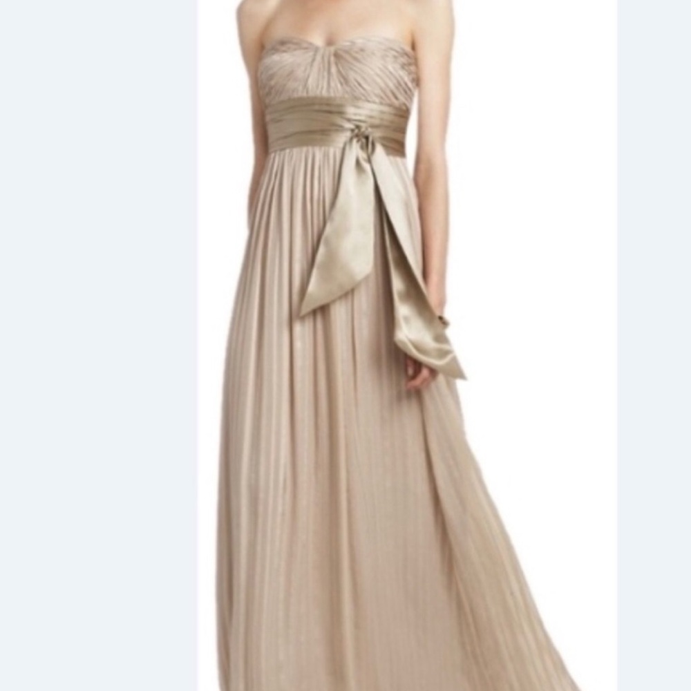 BCBGMAXAZRIA Prom Strapless Maxi Dress in Champagne